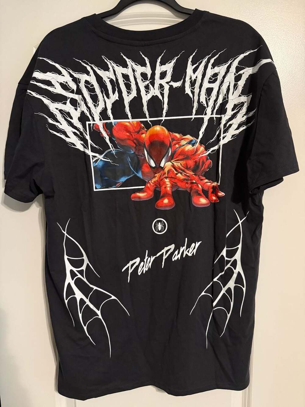 Marvel Spider-Man Peter Parker Rhinestone Graphic Black T-Shirt